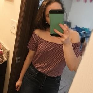 Old Navy red and white striped strapless t-shirt